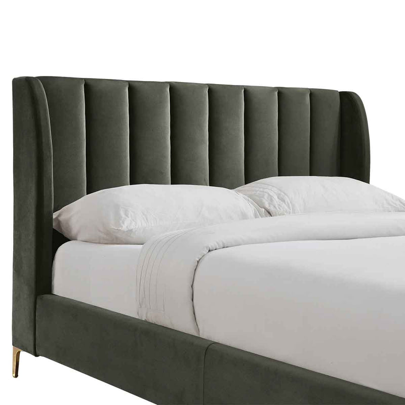 Georgia Velvet Queen Bed (Forest)