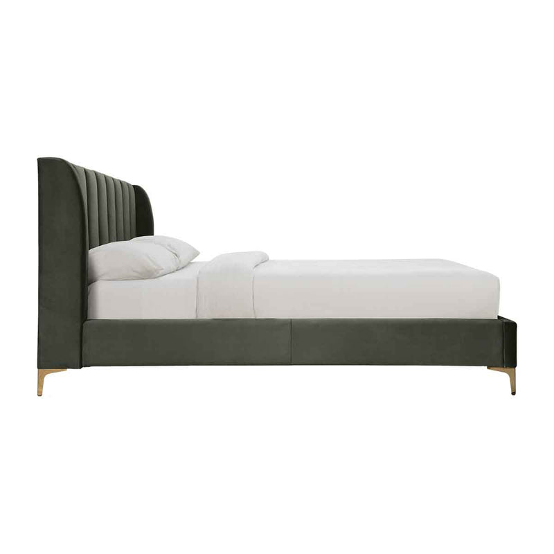 Georgia Velvet Queen Bed (Forest)