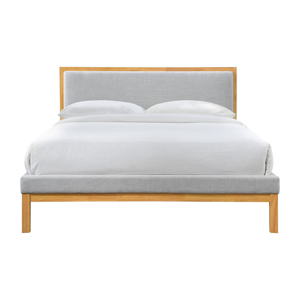 Amelia Queen Bed (Oak, Light Grey)