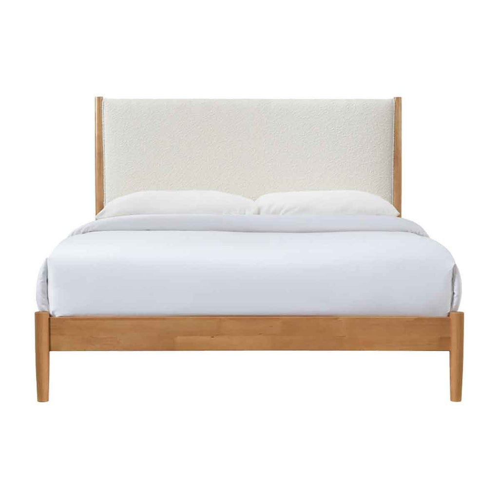 Luna Timber Boucle Queen Bed (White) – Life Interiors