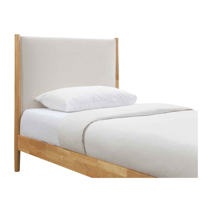 Luna Timber Fabric King Single Bed (Cream)