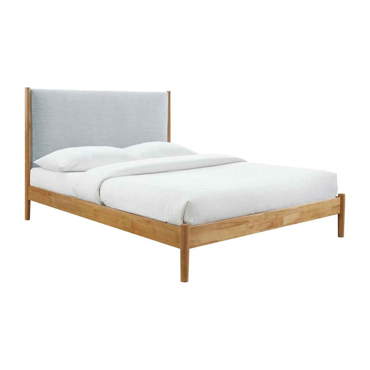 Luna Fabric Queen Bed (Oak, Light Grey)
