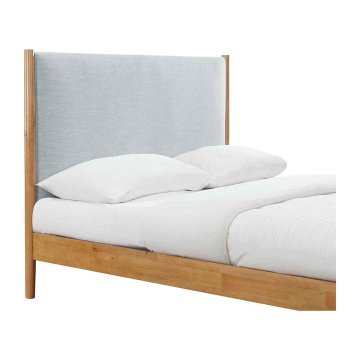 Luna Fabric Double Bed (Oak, Light Grey)