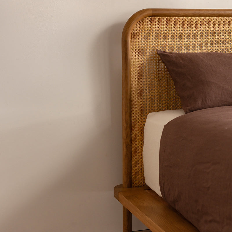 Norah Rattan Double Bed (Oak)