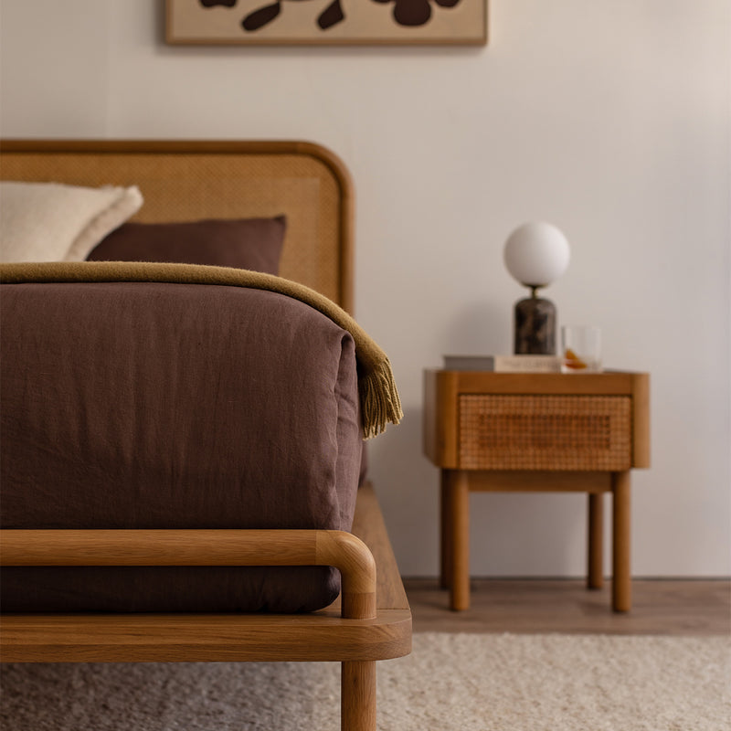 Norah Rattan Double Bed (Oak)