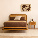 Norah Rattan Double Bed (Oak)