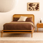Norah Rattan Double Bed (Oak)