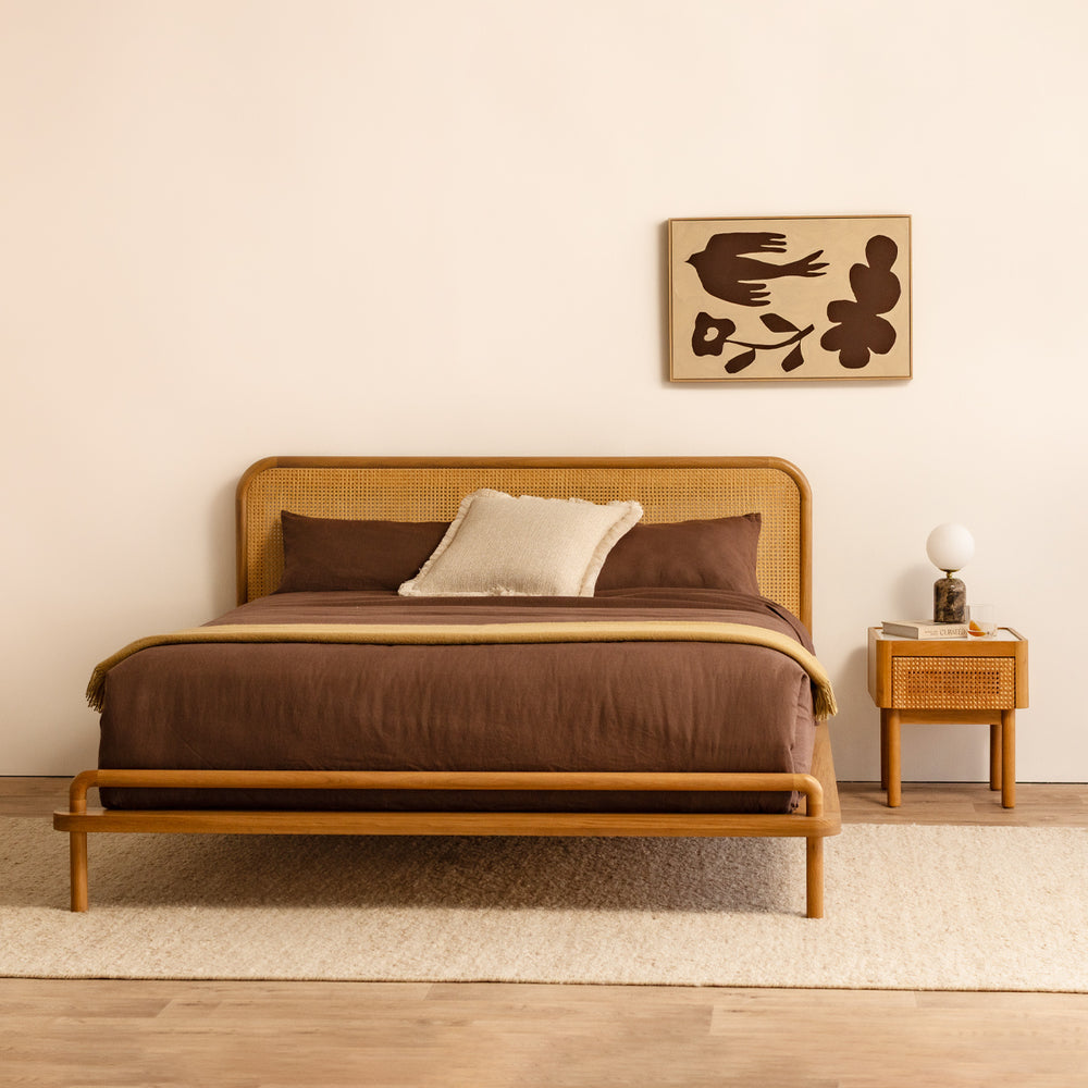 Norah Rattan King Bed (Oak)