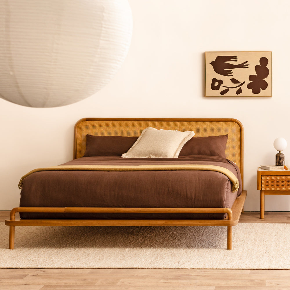 Norah Rattan King Bed (Oak)