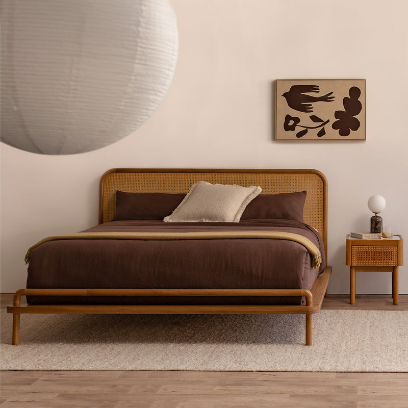 Norah Rattan King Bed (Oak)