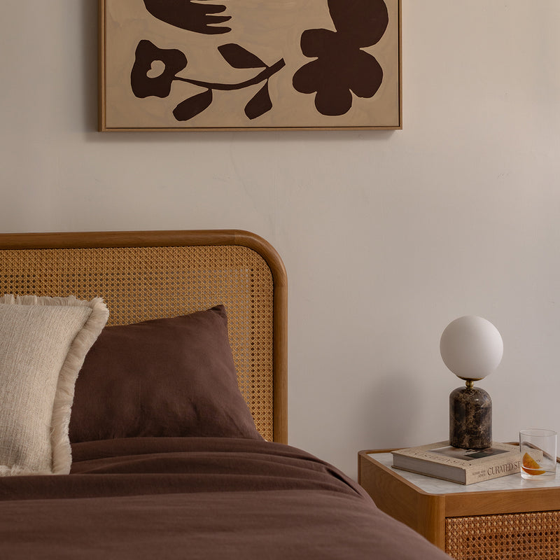 Norah Rattan Queen Bed (Oak)