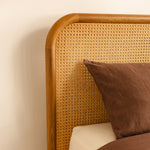 Norah Rattan Queen Bed (Oak)
