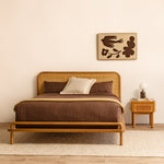 Norah Rattan Queen Bed (Oak)