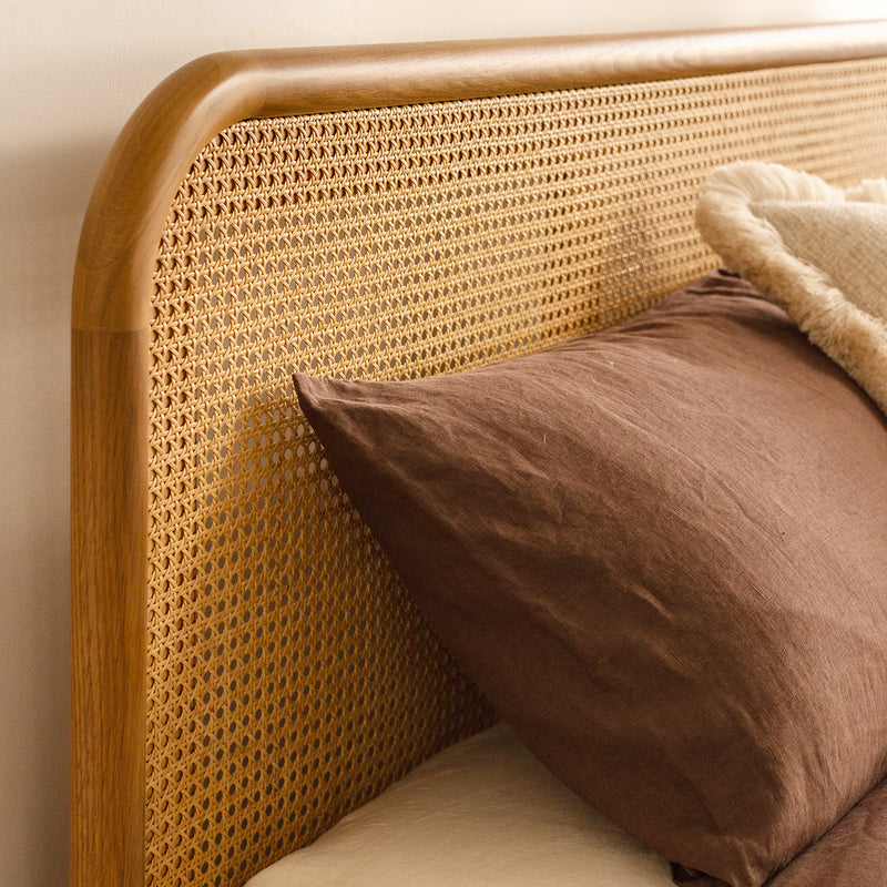 Norah Rattan Queen Bed (Oak)