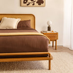 Norah Rattan Queen Bed (Oak)