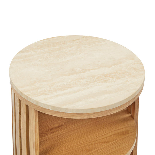 Atlanta Travertine Bedside Table – Life Interiors