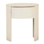 Oberon Crescent Marble Bedside Table - Natural Travertine / Shell