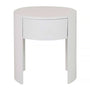 Oberon Crescent Bedside  Table - White Grain Ash