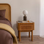 Norah Marble Rattan Bedside Table - Oak