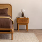 Norah Marble Rattan Bedside Table