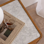 Norah Marble Rattan Bedside Table