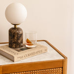 Norah Marble Rattan Bedside Table