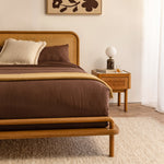 Norah Marble Rattan Bedside Table