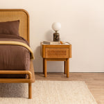 Norah Marble Rattan Bedside Table