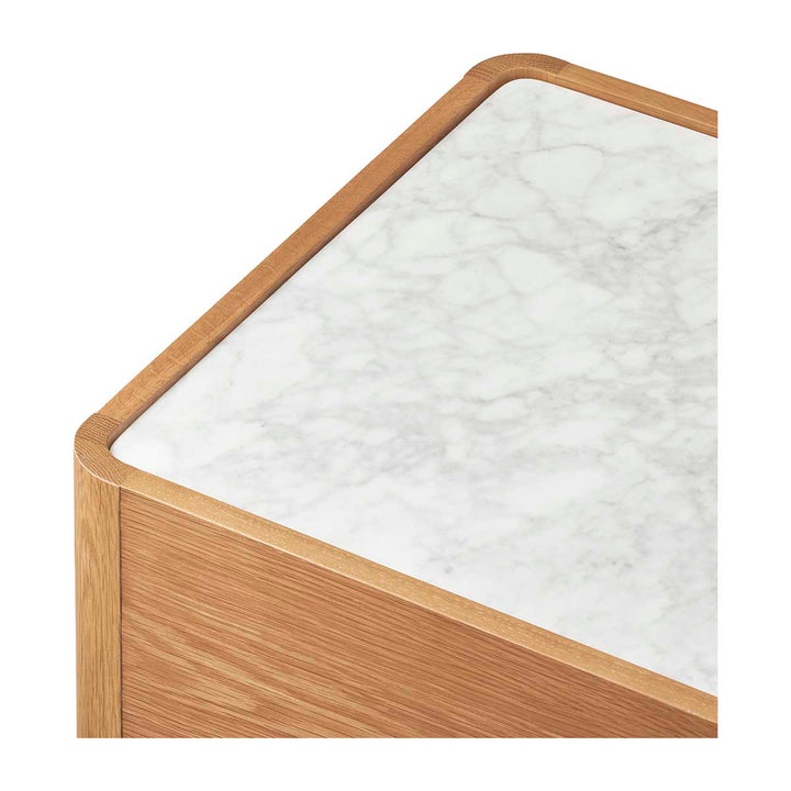 Norah Marble Rattan Bedside Table