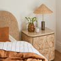 Carmella Marble Bedside Table - Burlwood / Crema Marble
