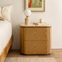Carmella Marble Bedside Table - Oak / Brown Vein Marble