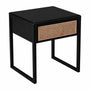 Avalon Rattan Bedside Table - Black / Natural
