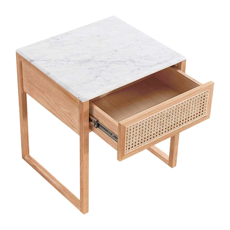 Avalon Marble Rattan Bedside Table