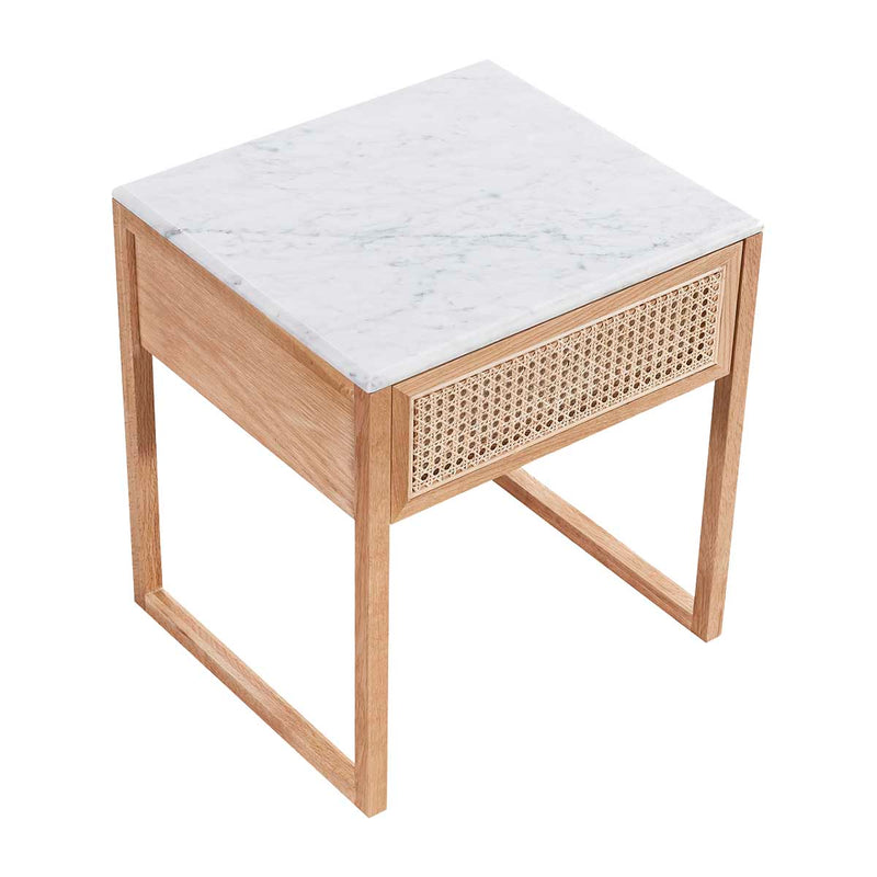 Avalon Marble Rattan Bedside Table