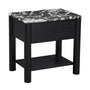 Camille Natural Stone Bedside Table - Black Calacatta Viola Marble / Black Oak