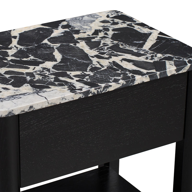 Black Calacatta Viola Marble / Black Oak
