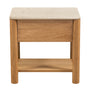 Camille Natural Stone Bedside Table - Travertine / Oak