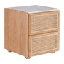 Delta Marble Rattan Bedside Table - Oak
