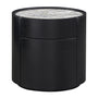 Elle Oval Natural Stone Bedside Table - Arabescato Carrara Marble / Black Oak