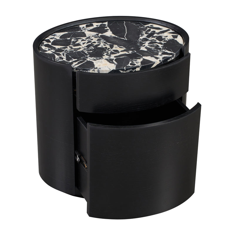 Black Calacatta Viola Marble / Black Oak