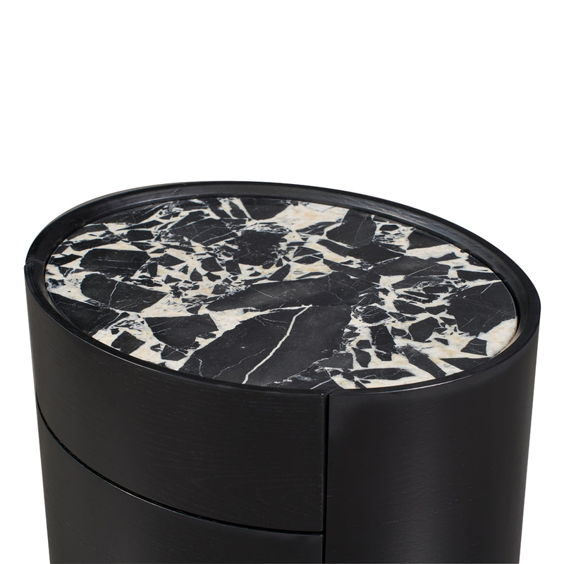 Black Calacatta Viola Marble / Black Oak