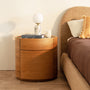 Elle Oval Natural Stone Bedside Table - Black Calacatta Viola Marble / Oak