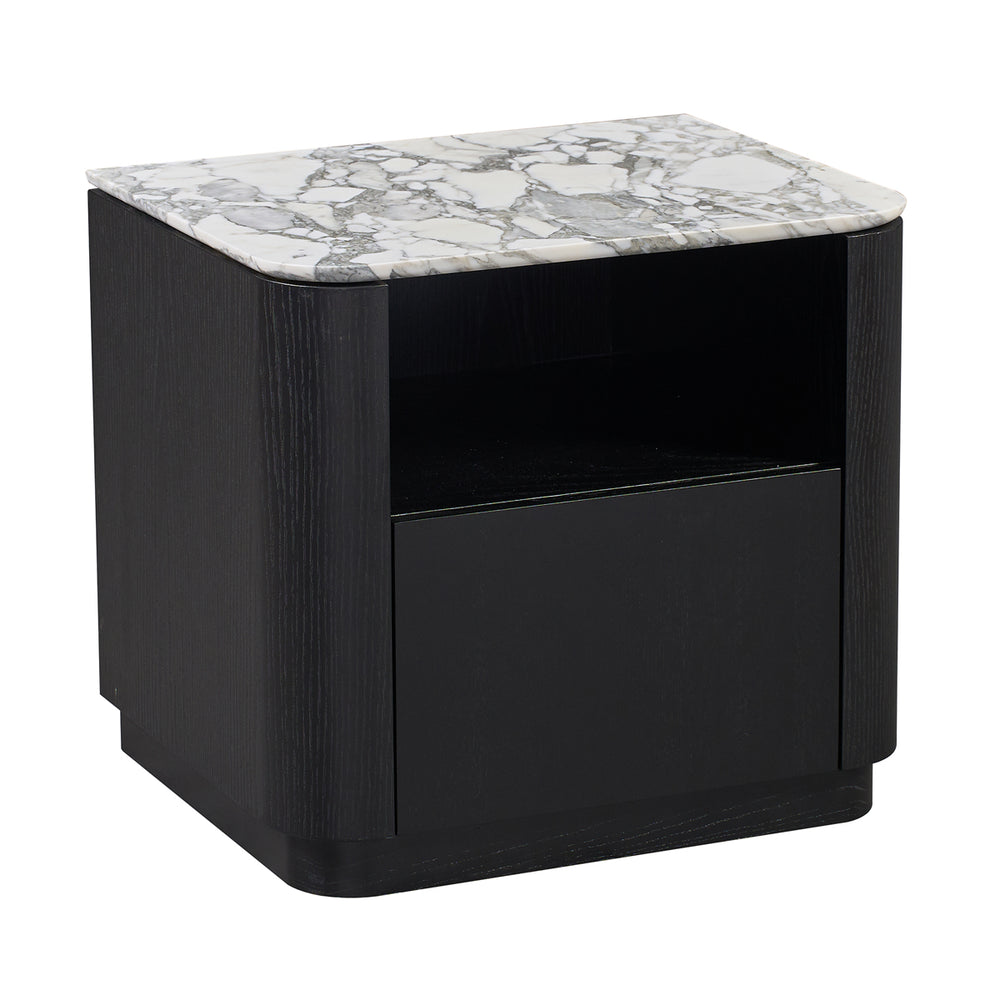Arabescato Carrara Marble / Black Oak