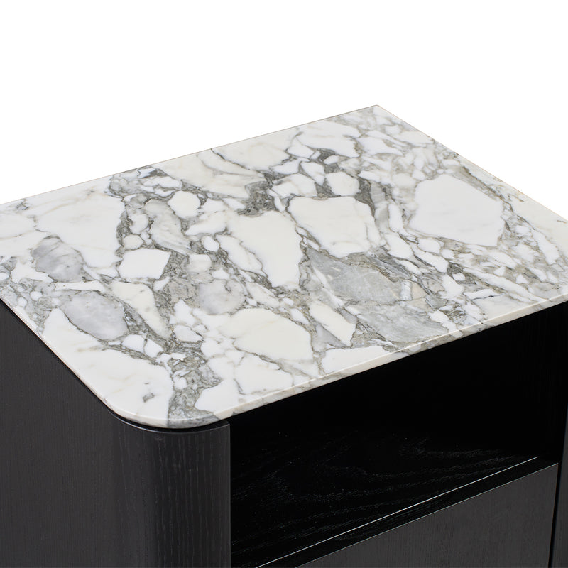 Arabescato Carrara Marble / Black Oak