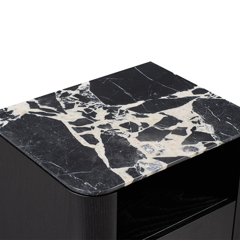 Black Calacatta Viola Marble / Black Oak