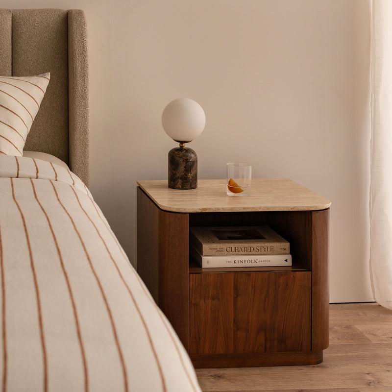 Travertine / Walnut