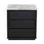 Harvey Natural Stone Bedside Table - Arabescato Carrara Marble / Black Oak