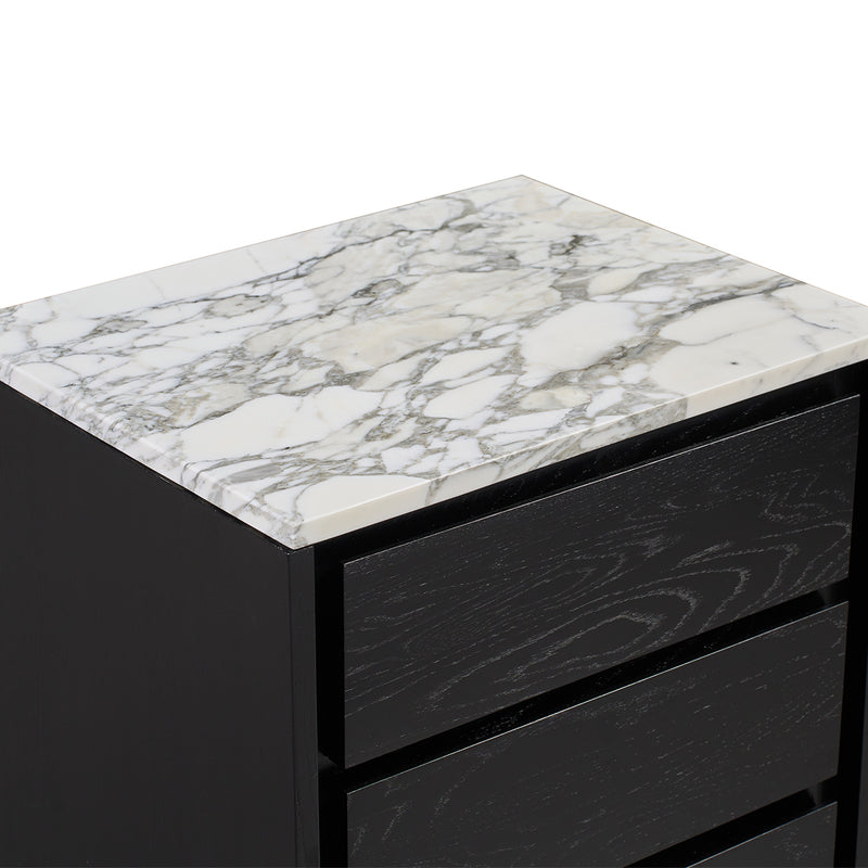 Arabescato Carrara Marble / Black Oak