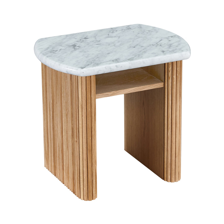 Noir Oval Bedside Table (Oak, Marble)