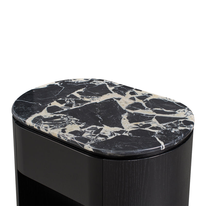 Black Calacatta Viola Marble / Black Oak